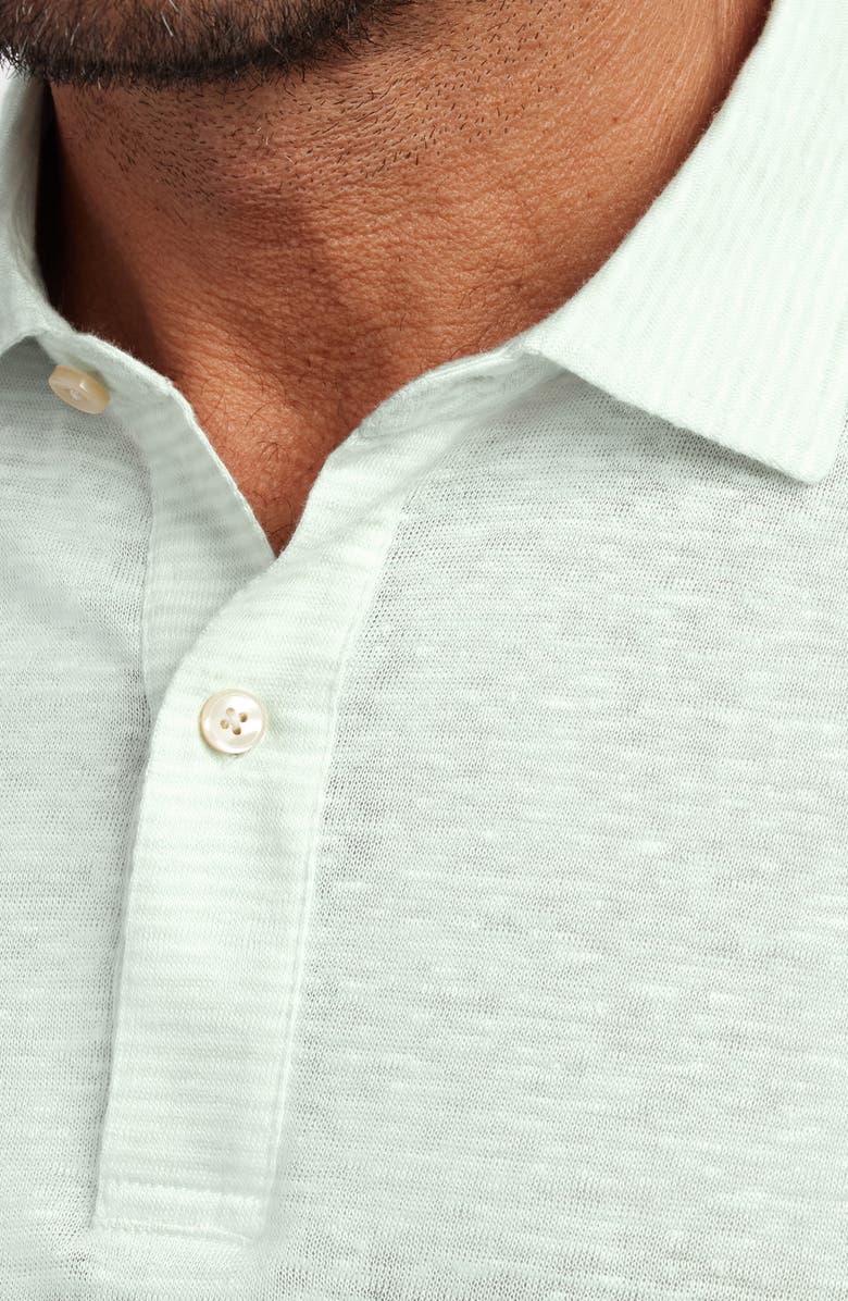 David Donahue Slub Linen Polo, Alternate, color, Beach Glass