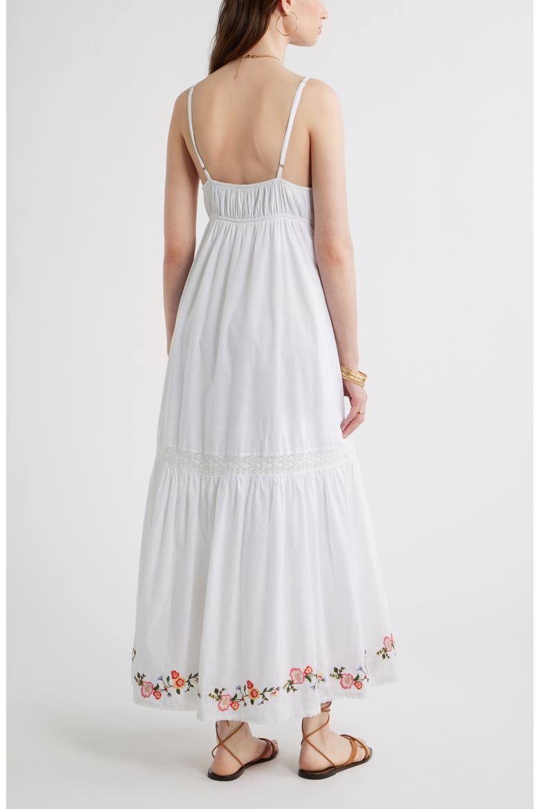 Floral Lace Trim Babydoll Maxi Dress, Alternate, color, WHITE MULTI EMB FLORAL