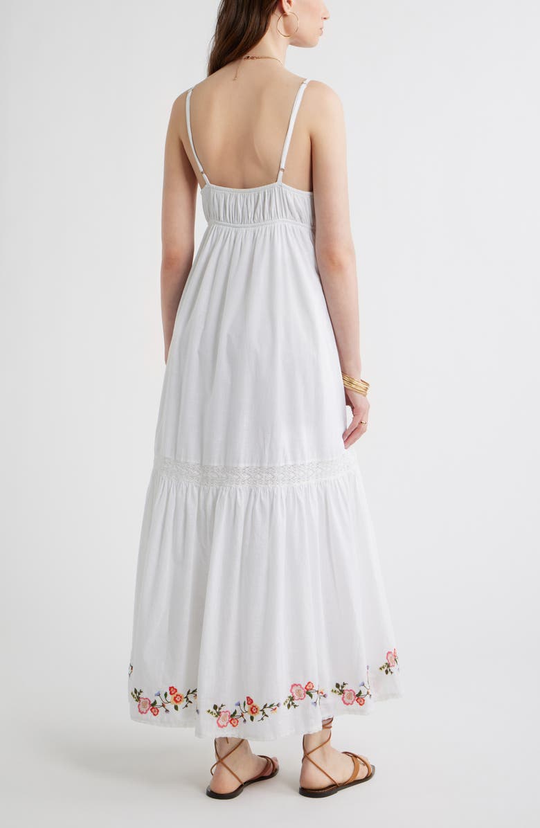 Treasure & Bond Floral Lace Trim Babydoll Maxi Dress, Alternate, color, White Multi Emb Floral