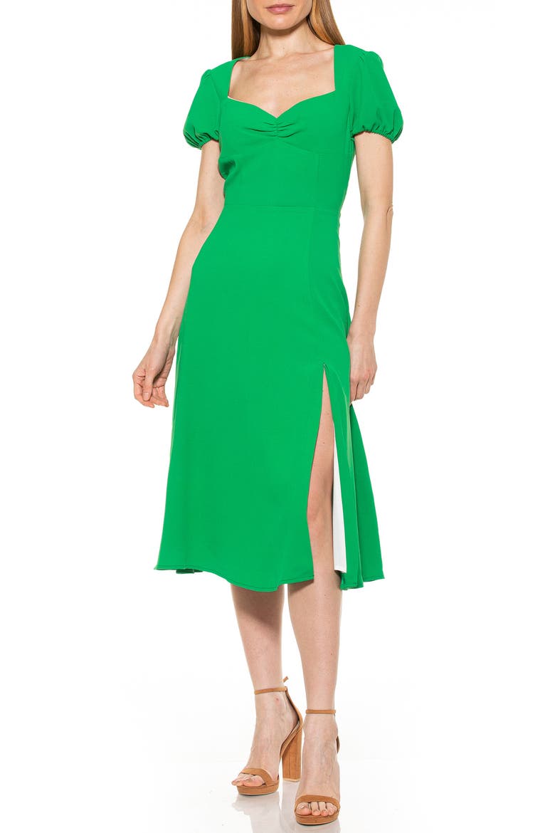 Gracie Sweetheart Slit Dress, Alternate, color, GREEN