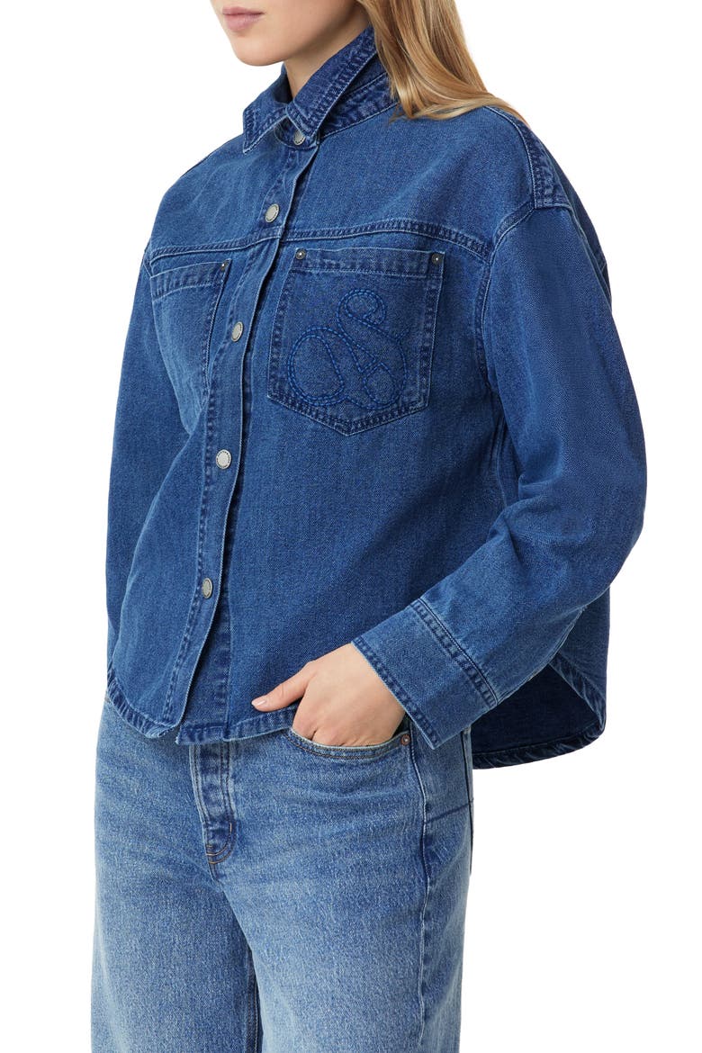 Denim Utility Shacket, Alternate, color, ROYAL BLUE