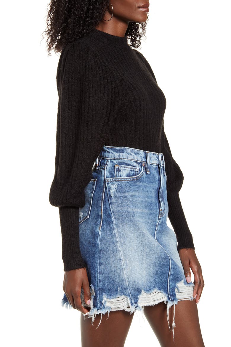Juliet Sleeve Sweater, Alternate, color, BLACK