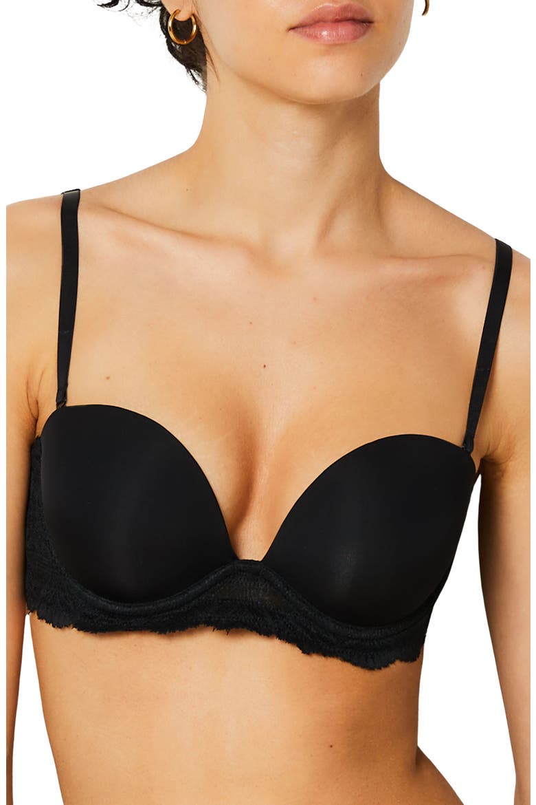 Idole Underwire Bandeau Push-Up Bra, Main, color, BLACK
