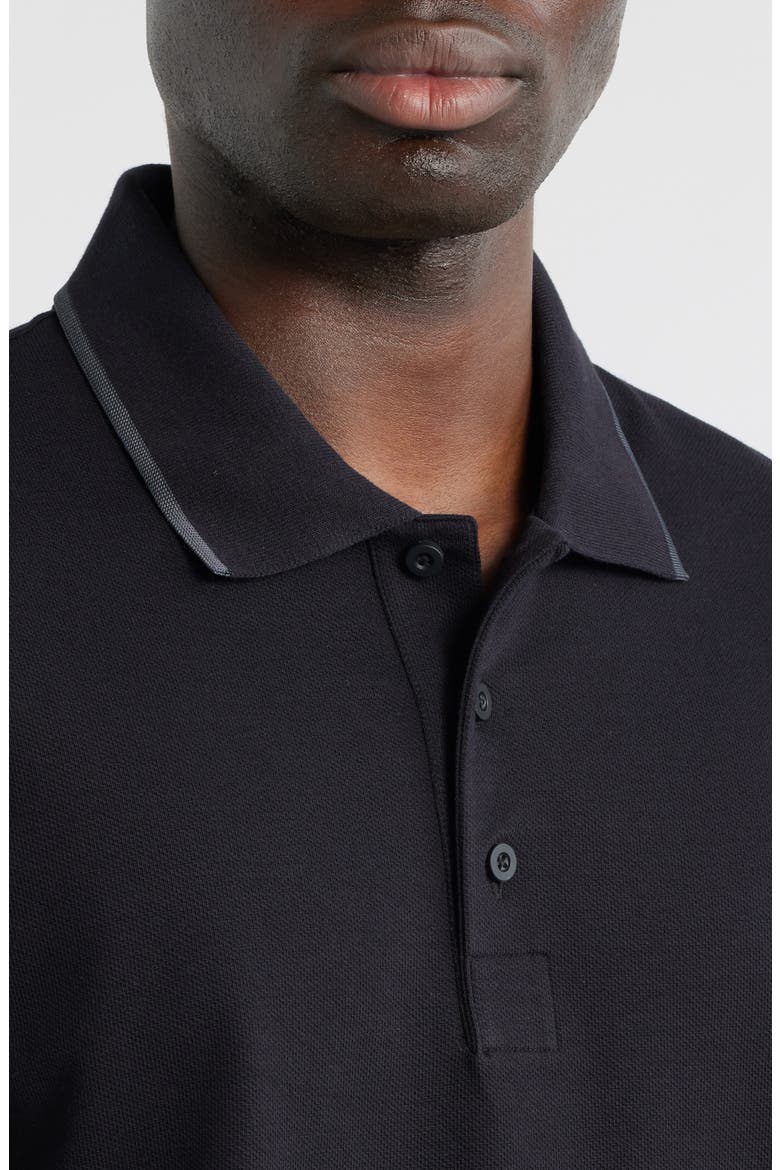 Courtside Tipped Piqué Polo, Alternate, color, BLACK/ ECLIPSE