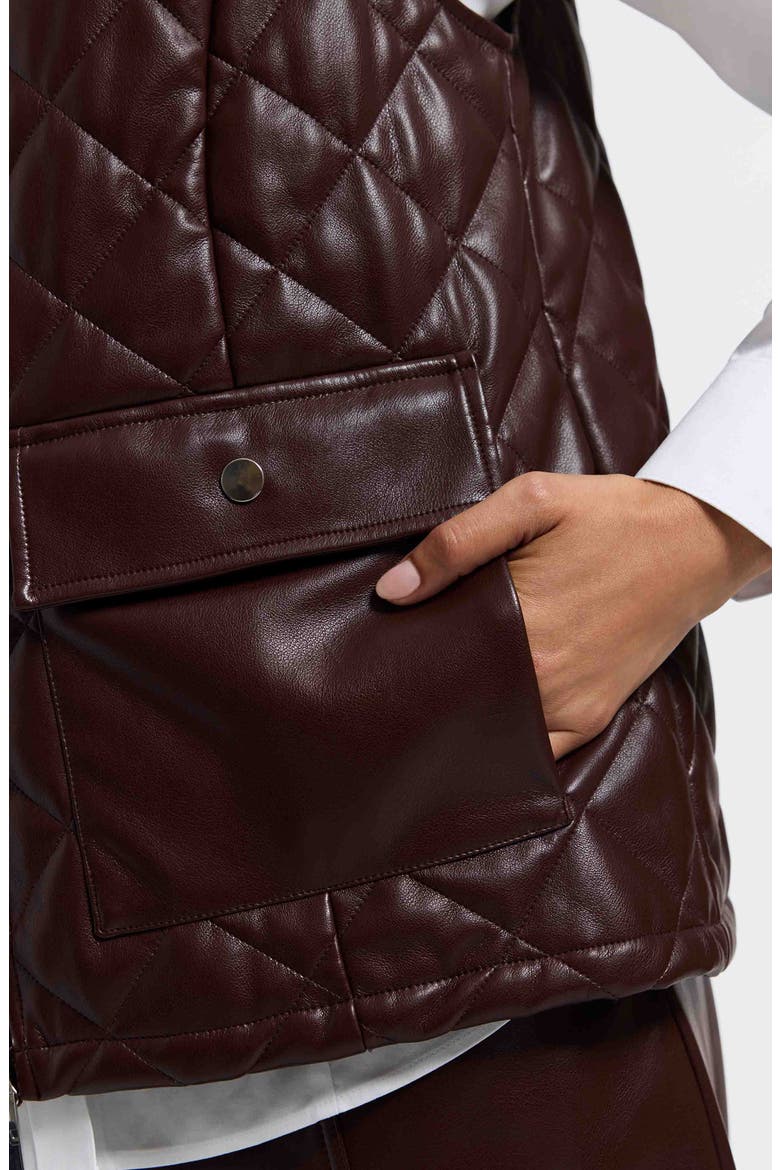 Billie Faux Leather Diamond Quilted Vest, Alternate, color, CHICORY COFFEE