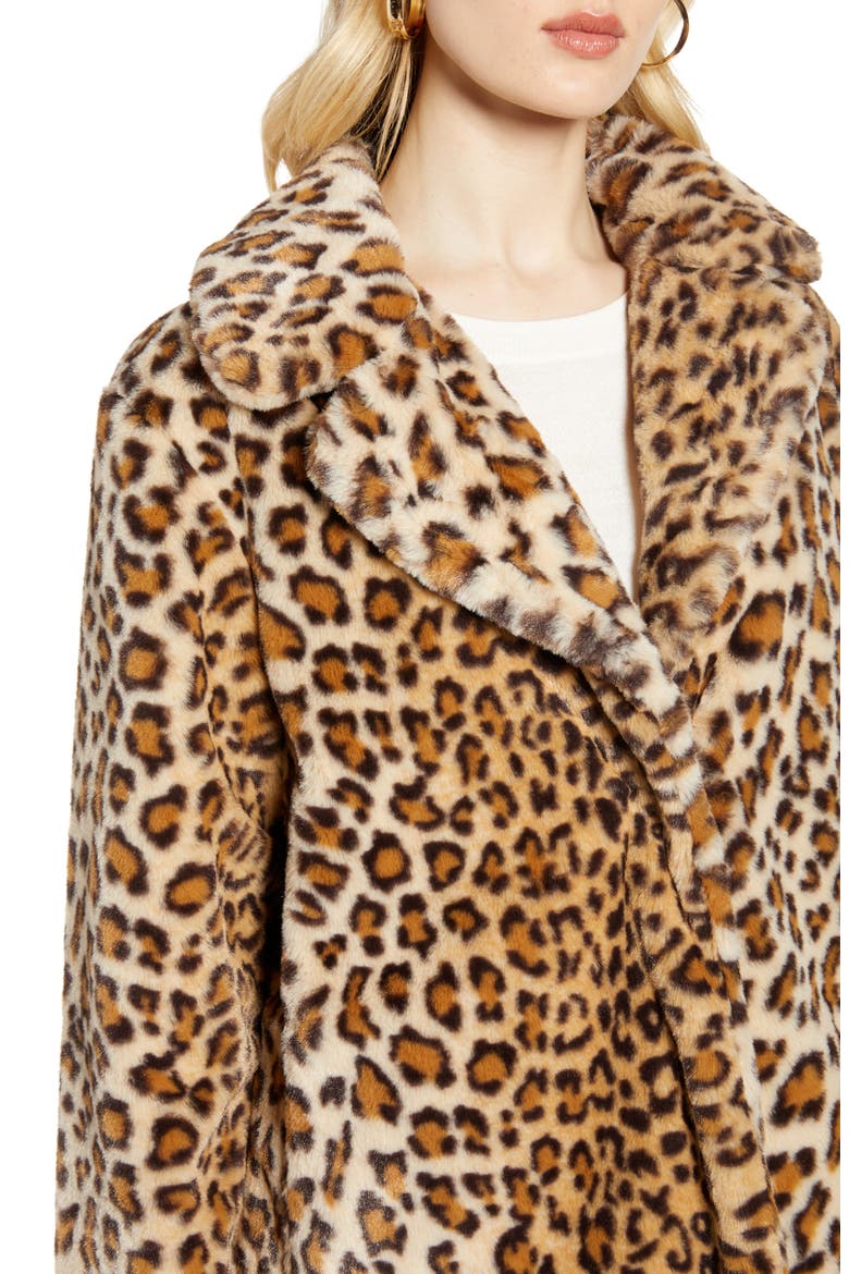 Faux Fur Coat, Alternate, color, LEOPARD