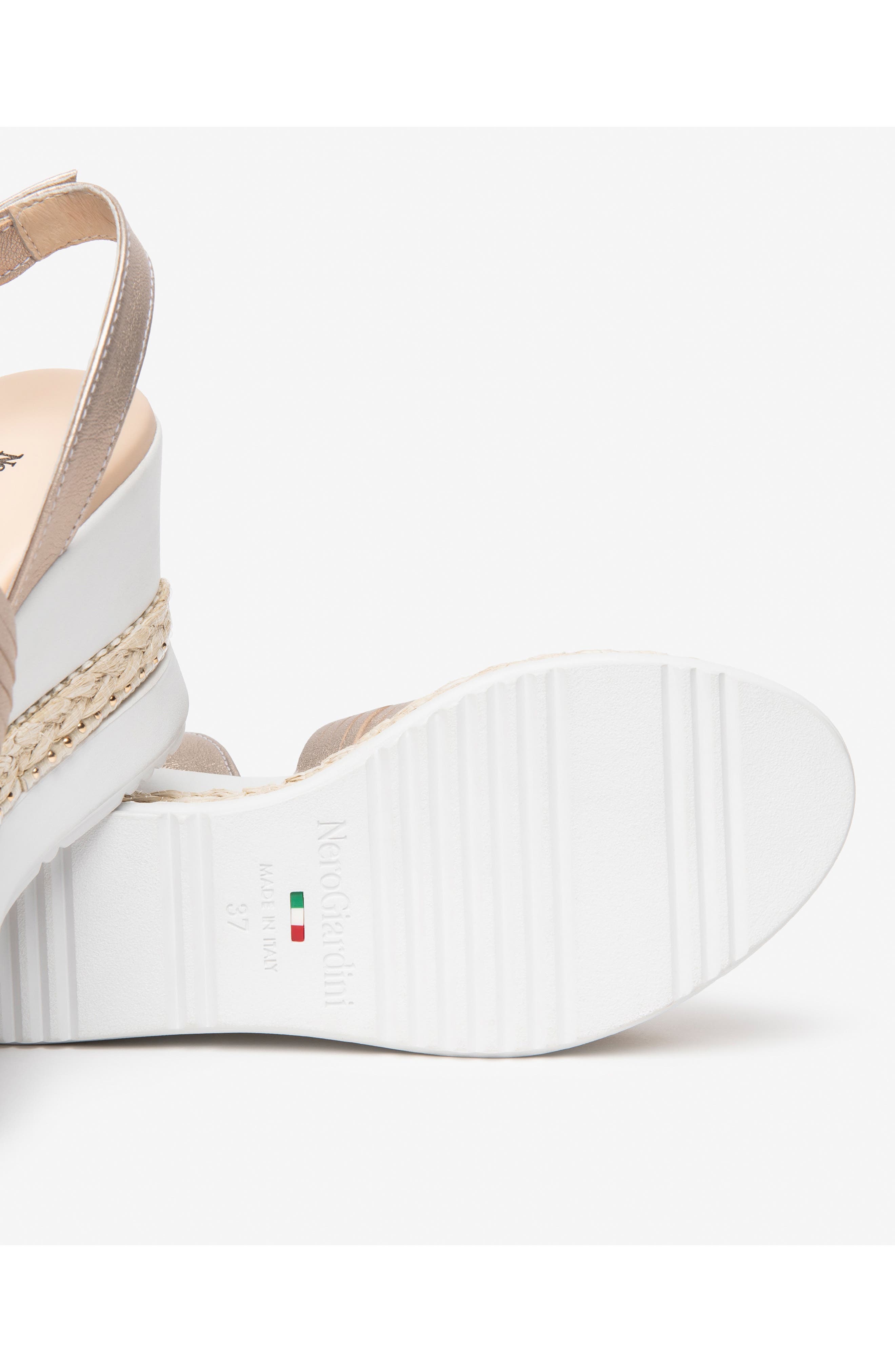 NeroGiardini Platform Wedge Sandal, Alternate, color, White/ Gold
