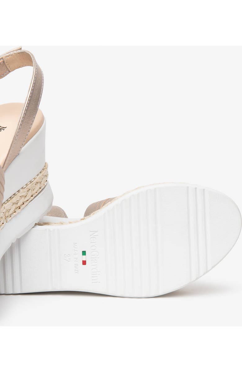 NeroGiardini Platform Wedge Sandal, Alternate, color, White/ Gold