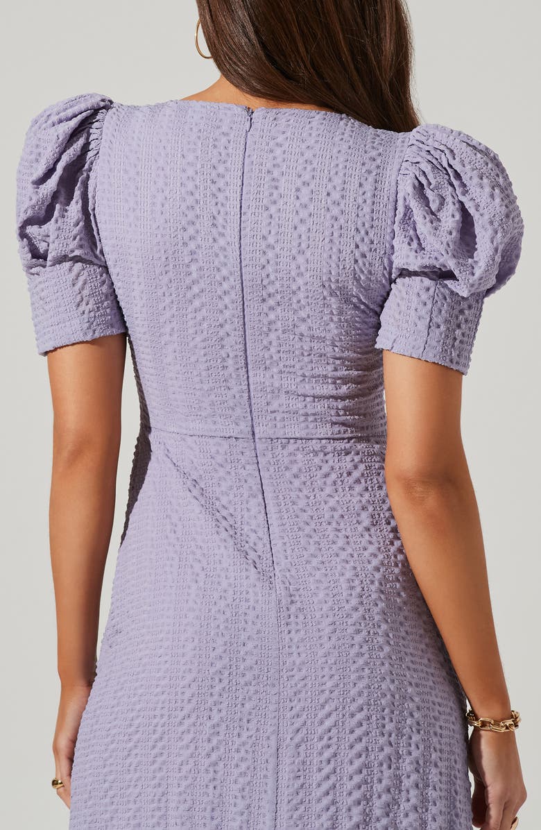 ASTR the Label Puff Sleeve Front Vent Midi Dress, Alternate, color, Purple