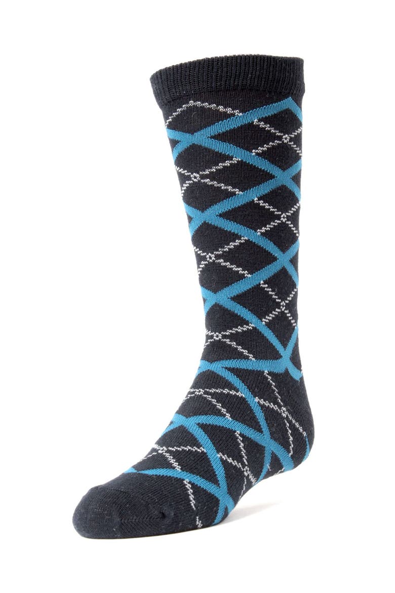 Diamond Interlock Crew Socks, Main, color, Navy
