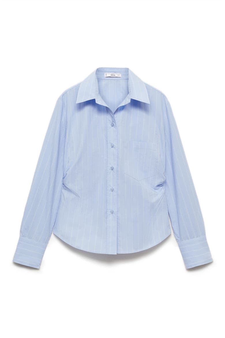 Side Gather Cotton Poplin Button-Up Shirt, Alternate, color, SKY BLUE