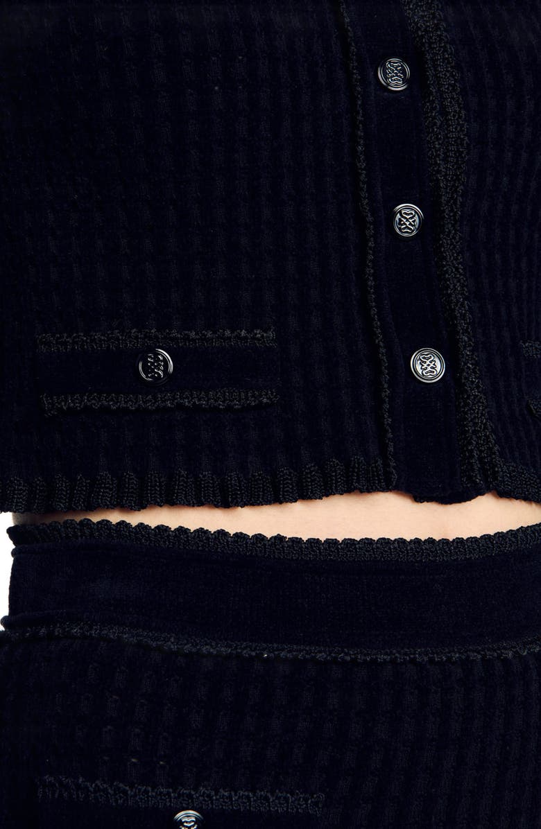 SANDRO Velvet knit cropped cardigan, Alternate, color,