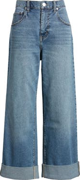 1822 Denim High Waist Cuff Wide Leg Jeans