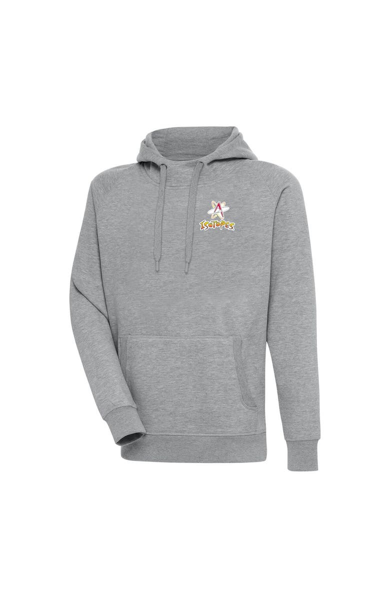ANTIGUA Men's Antigua  Heather Gray Albuquerque Isotopes Victory Pullover Hoodie, Main, color, 