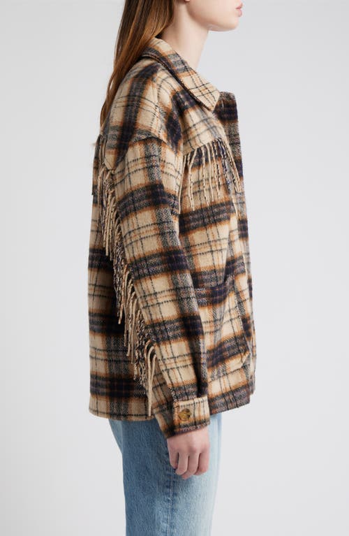 Thread & Supply Fringe Plaid Shacket In Brown