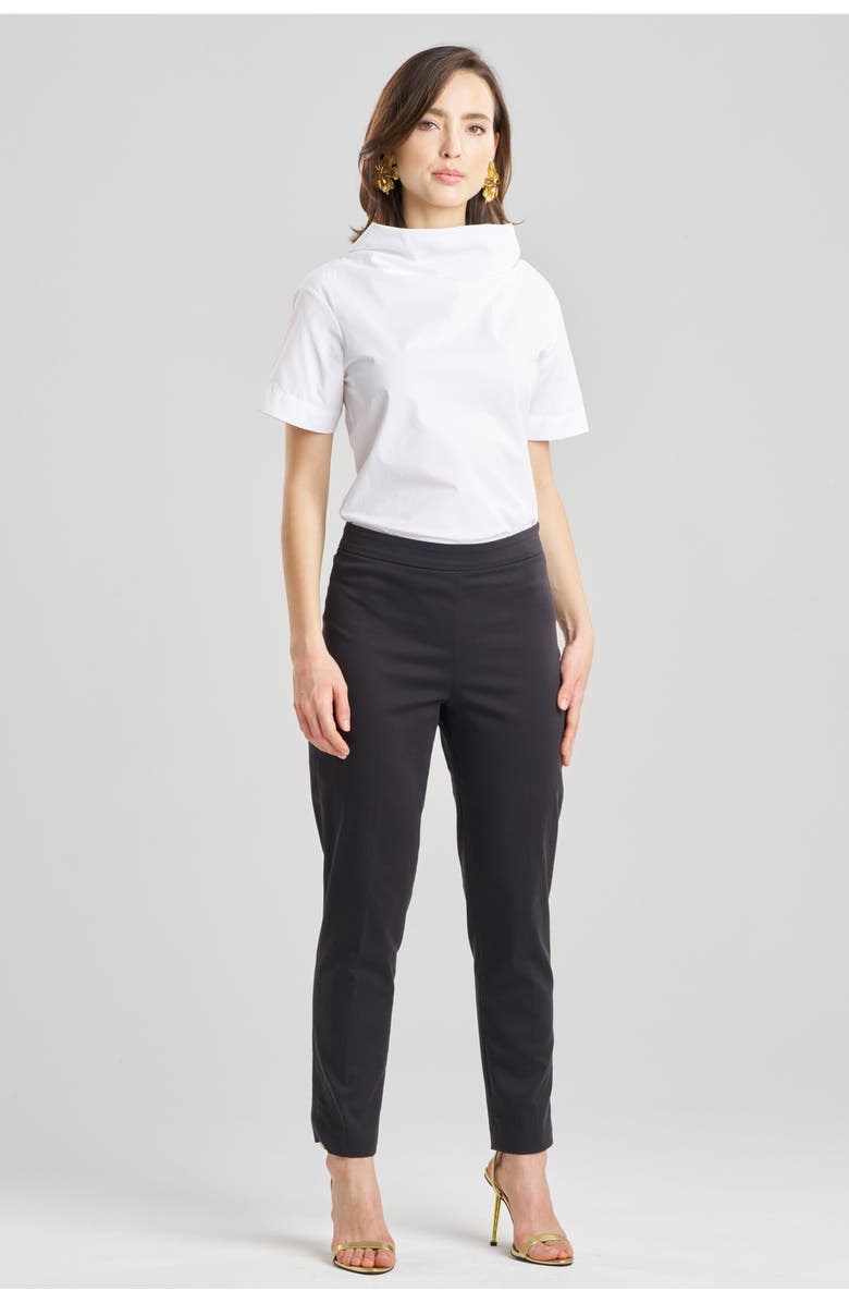 Natori COTTON CHINO Side Zip Tapered Pant, Main, color, Black