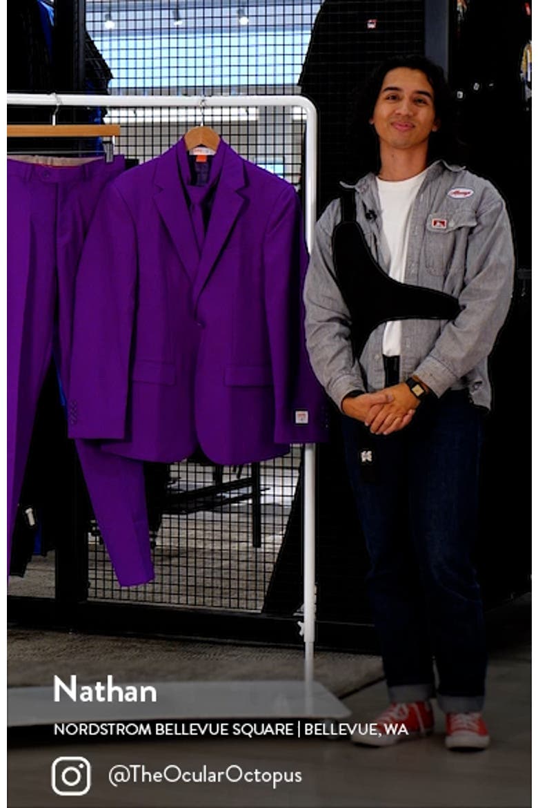 Purple Prince Slim Fit Two-Piece Suit & Tie Set video