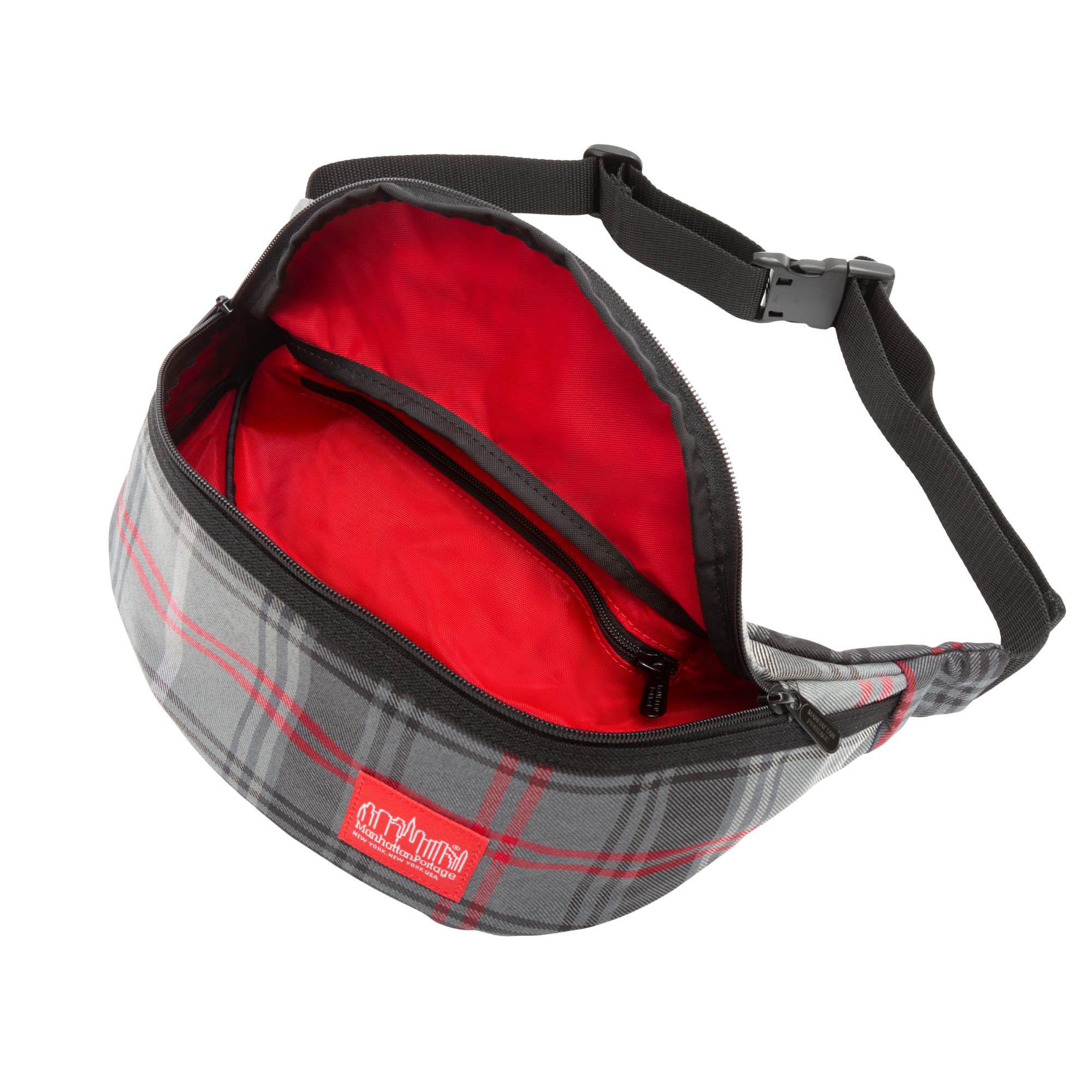 Manhattan Portage Plaid Brooklyn Bridge Belt Bag, Alternate, color, Grey