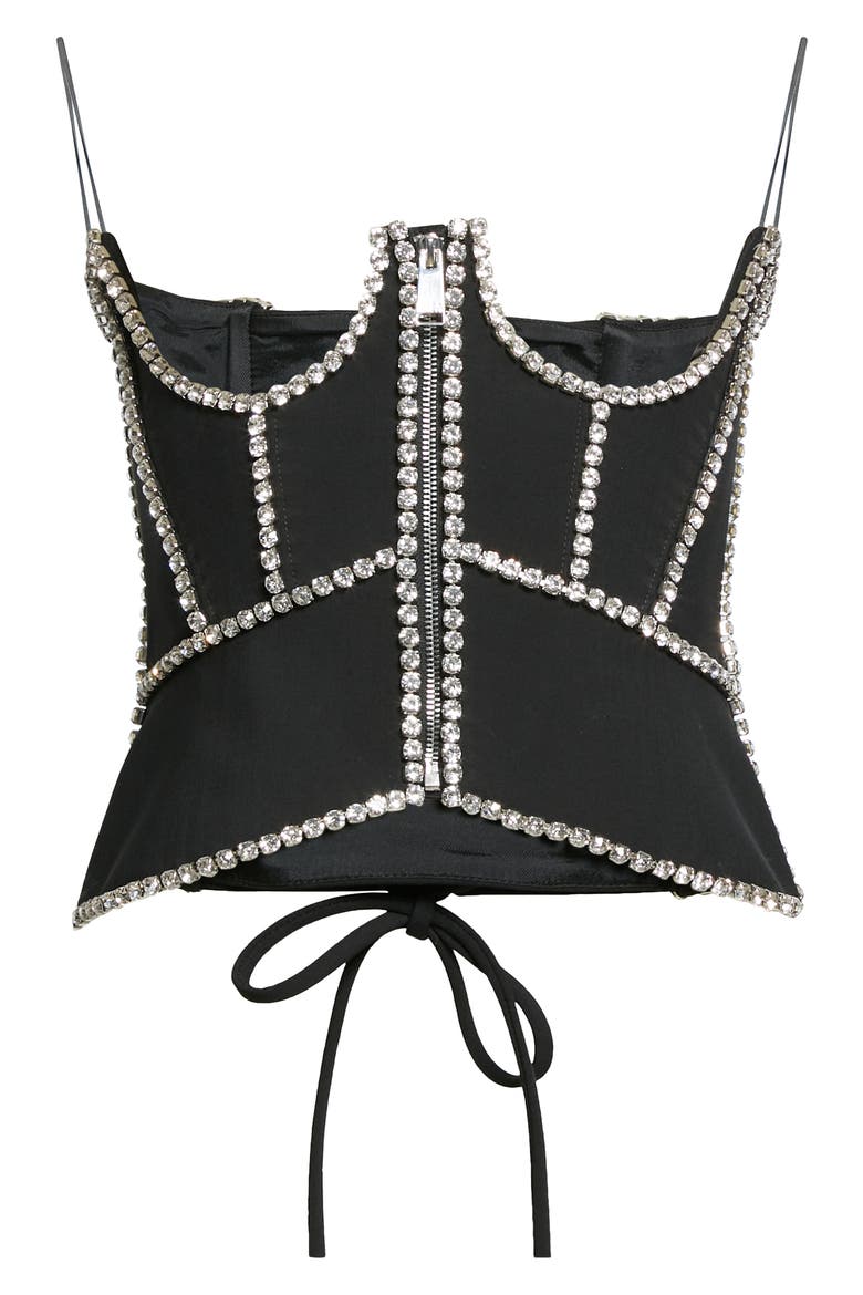 Crystal Stitched Cutout Corset, Alternate, color, BLACK