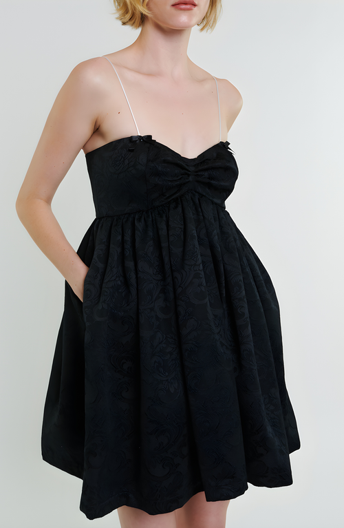 Madeline Marie Stewart Mini Bow Dress In Black/cream