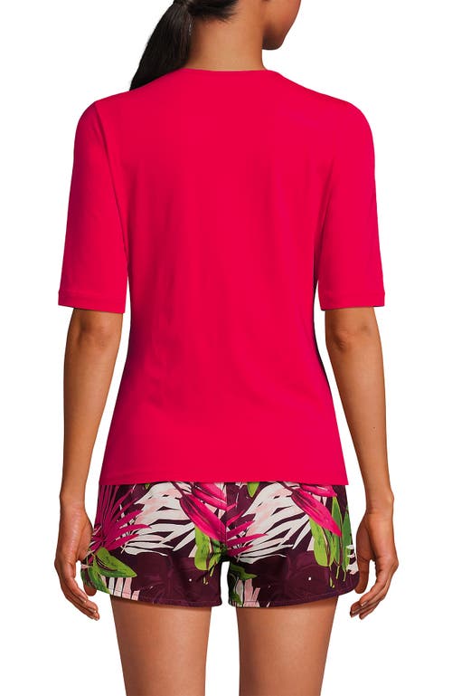 Lands' End Elbow Sleeve Relaxed Upf 50 Rash Guard In Red