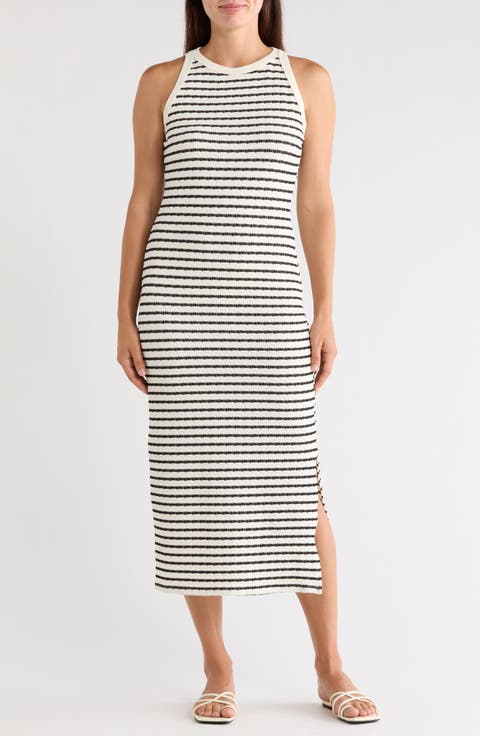 Striped Knit Tank Midi Dress