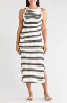Striped Knit Tank Midi Dress