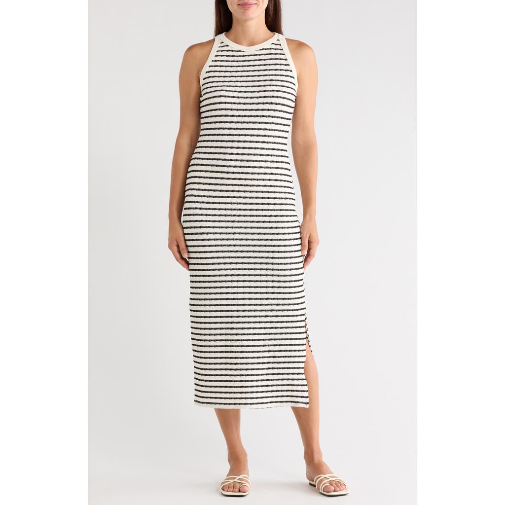 West K Striped Knit Tank Midi Dress In Black/white Stripe