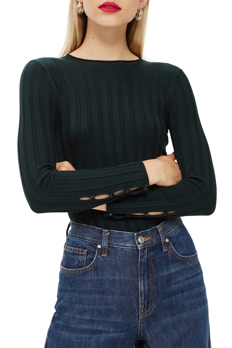Ribbed Sweater, Main, color, FOREST