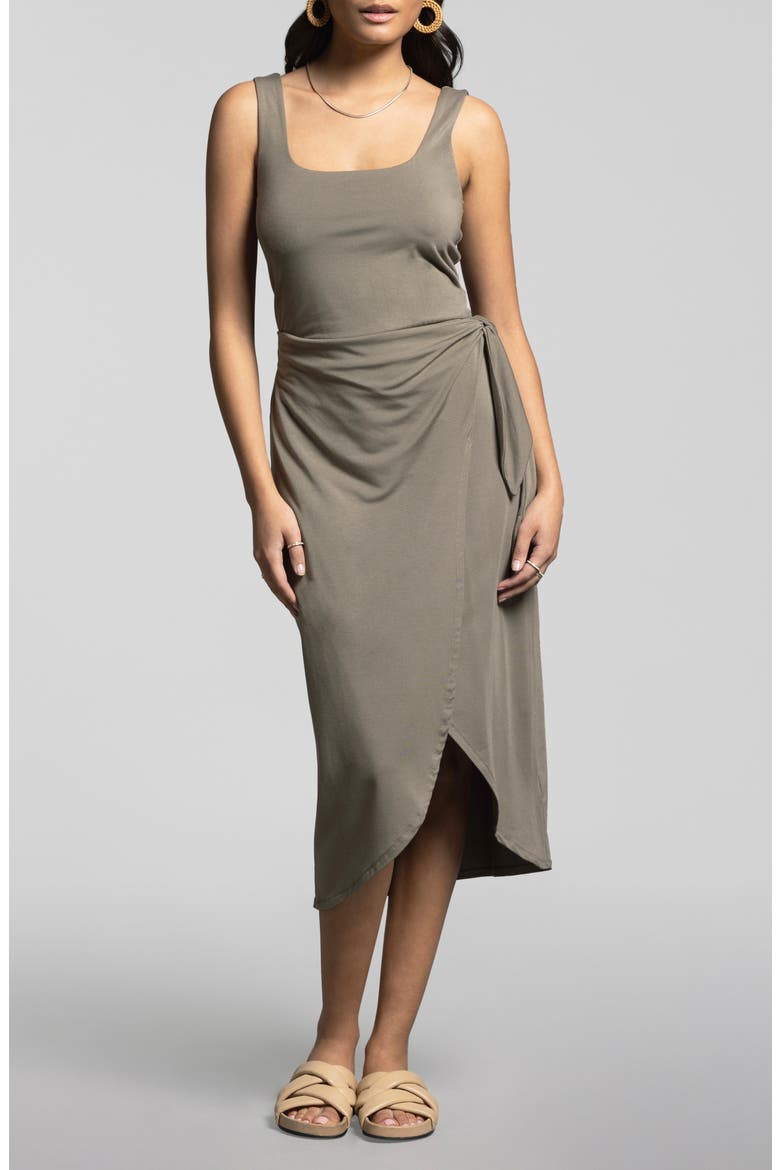 Aubrielle SideTie Knit Dress, Main, color, SMOKEY OLIVE