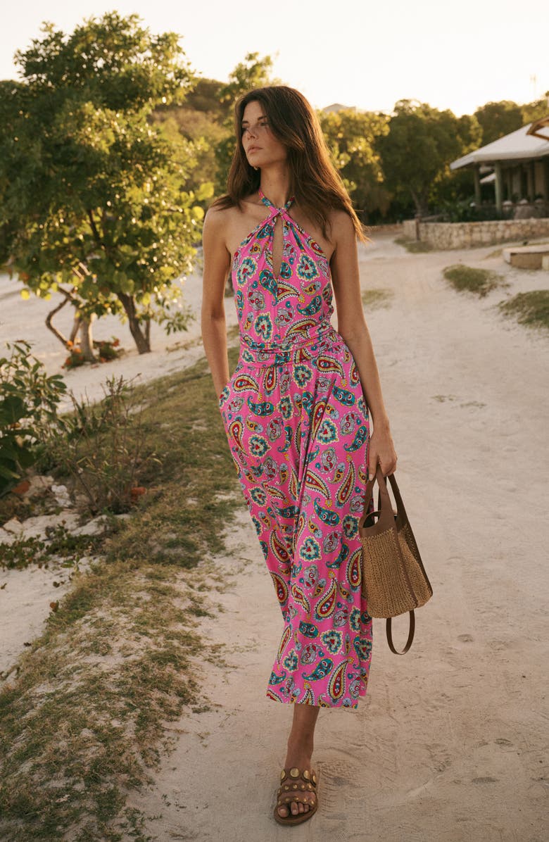 Boden Sydney Paisley Halter Maxi Dress, Alternate, color, Pink Paisley