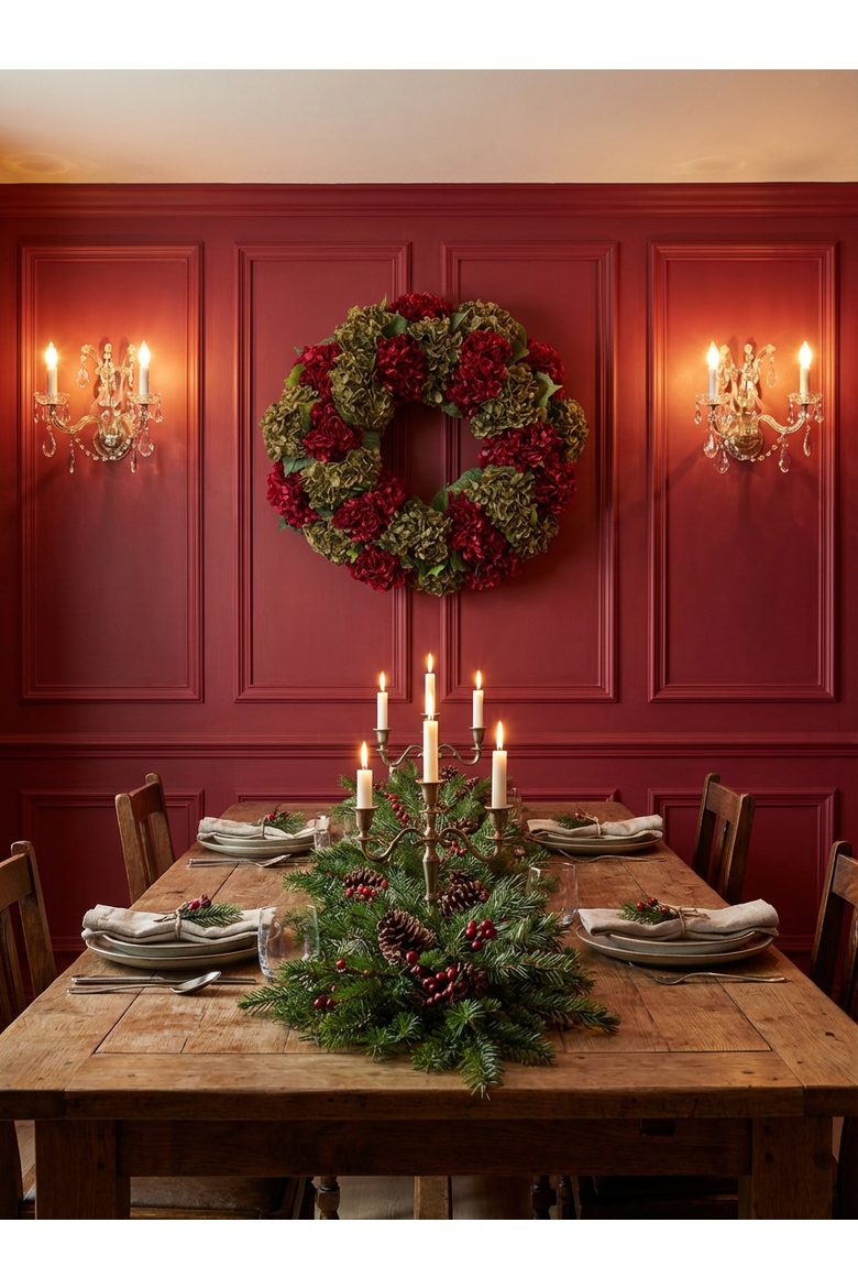 Elodie Holiday Wreath, Alternate, color, Red