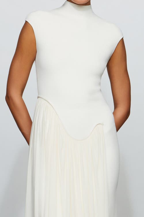 Et Ochs Francis Knit Combo Midi Dress In Neutral