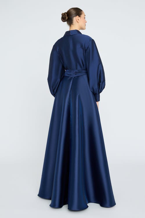 Theia Frieda Shirtdress Gown In Blue