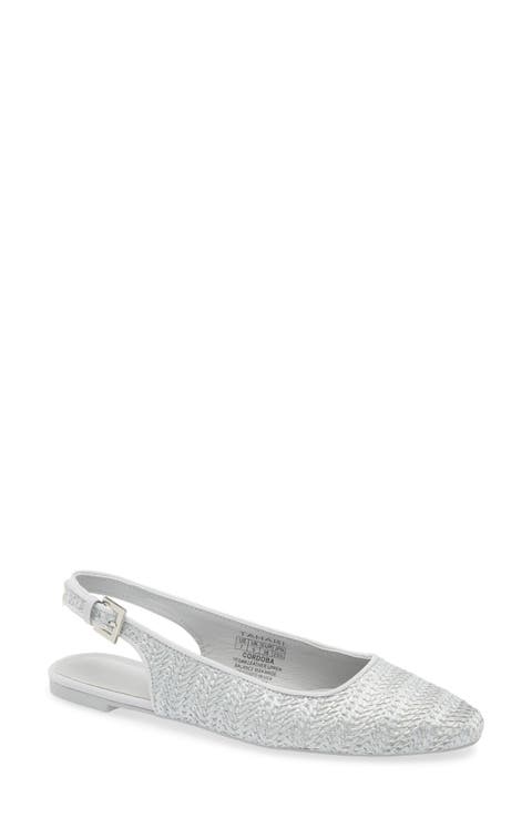 Faux Raffia Slingback Flat (Women)