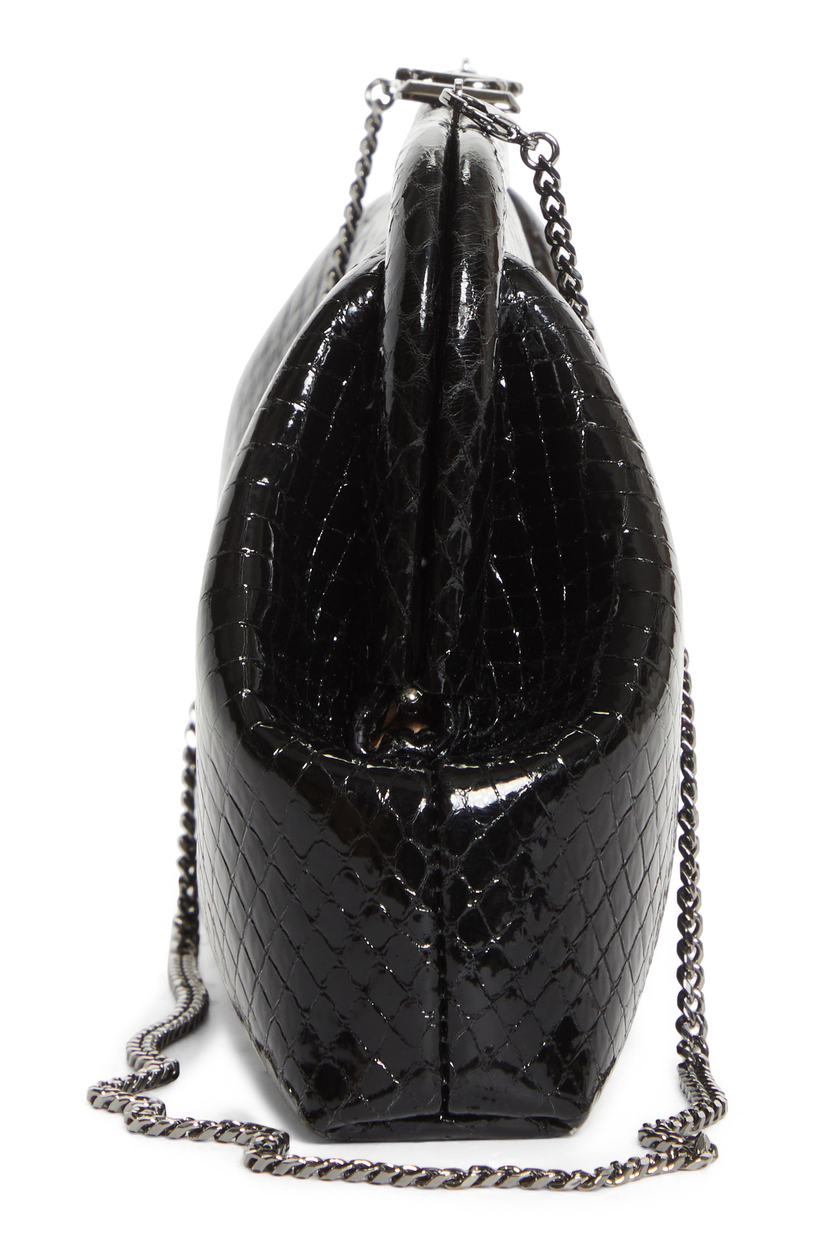 Jimmy Choo Skylar Snakeskin Embossed Leather Clutch, Alternate, color, Black/ Shiny Gold