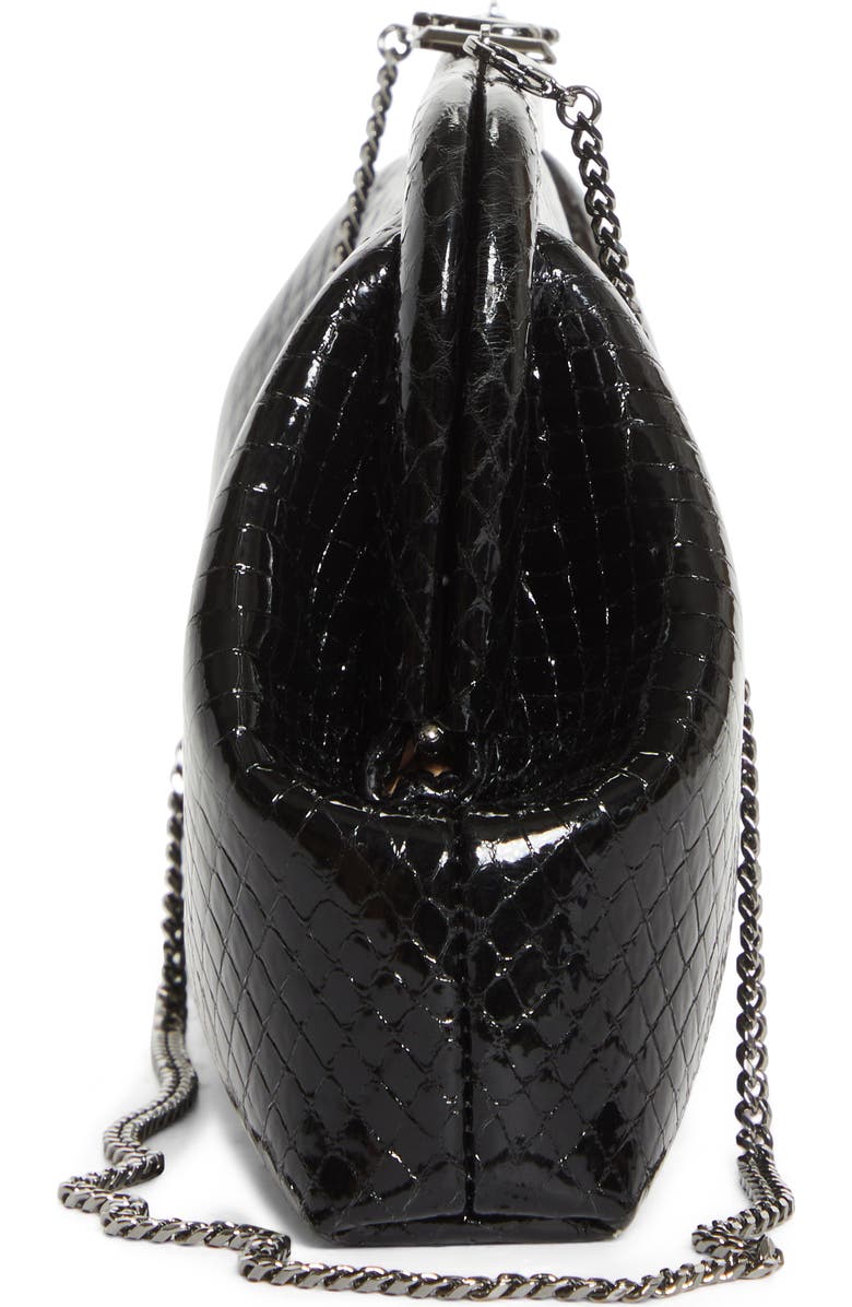 Jimmy Choo Skylar Snakeskin Embossed Leather Clutch, Alternate, color, Black/ Shiny Gold