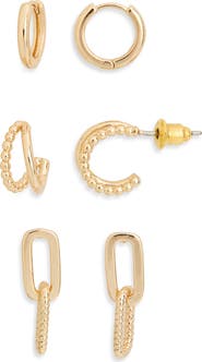 NORDSTROM RACK 3-Pack Huggie & Drop Earrings