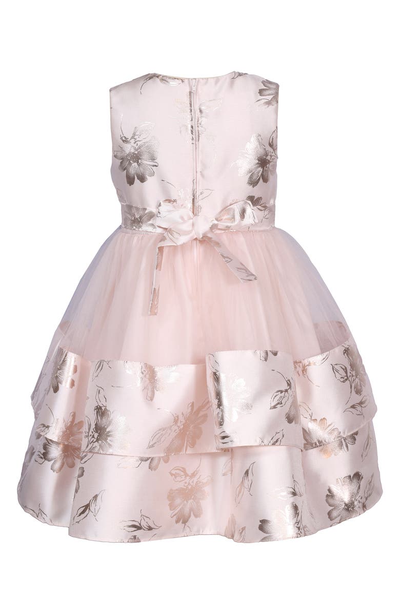 GERSON & GERSON Kids' Metallic Foil Tiered Mikado & Tulle Dress, Alternate, color, 
