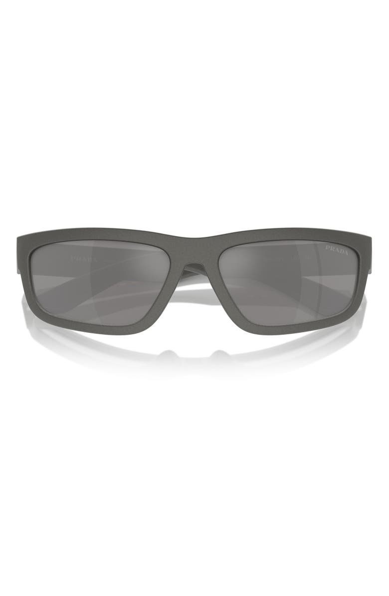 Prada Linea Rossa 59mm Rectangular Sunglasses, Alternate, color, Grey Silver