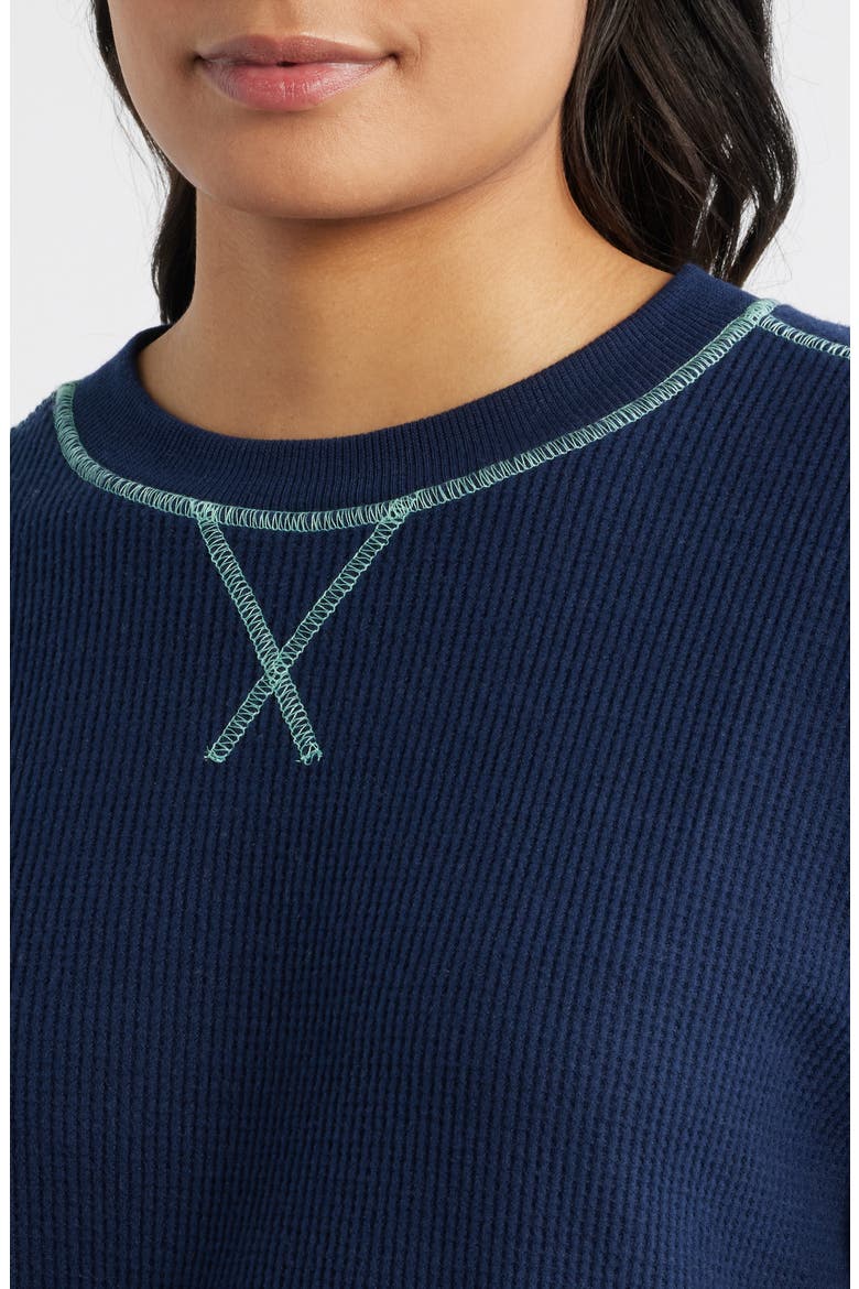 Contrast Stitch Waffle Knit Sweatshirt, Alternate, color, MIDNIGHT