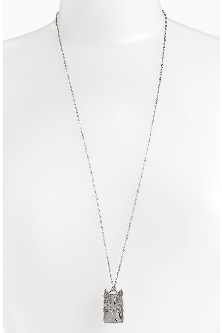 'Animalia' Pendant Necklace, Main, color, DOG- SILVER/ BLACK DIAMOND