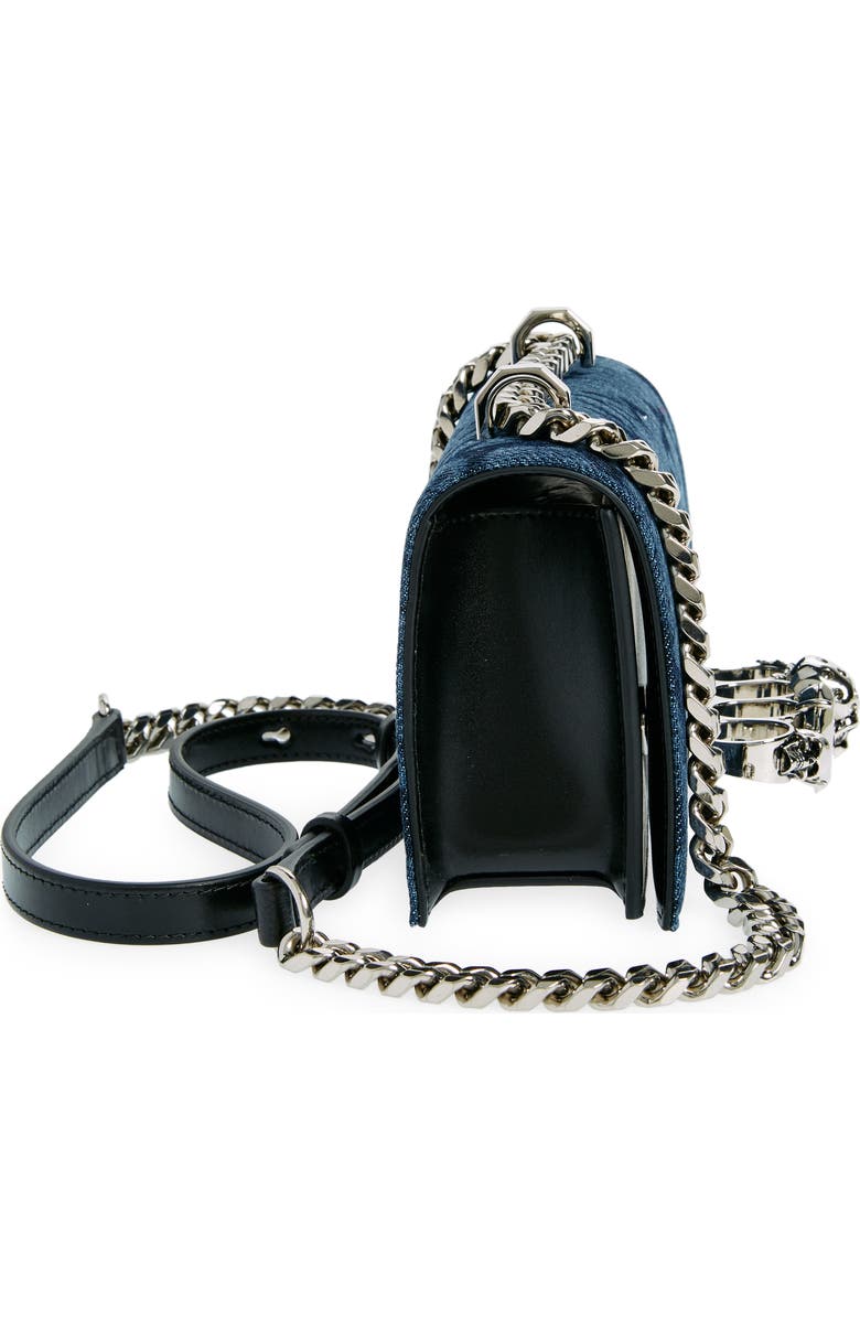 McQueen Jeweled Denim Shoulder Bag, Alternate, color,