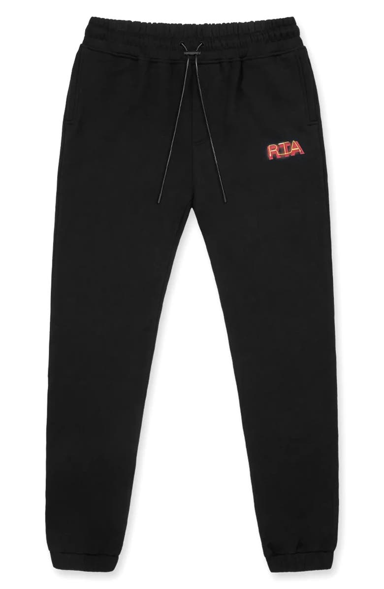 RtA Owen Neon Logo Cotton Sweatpants, Main, color, Black Neon Logo