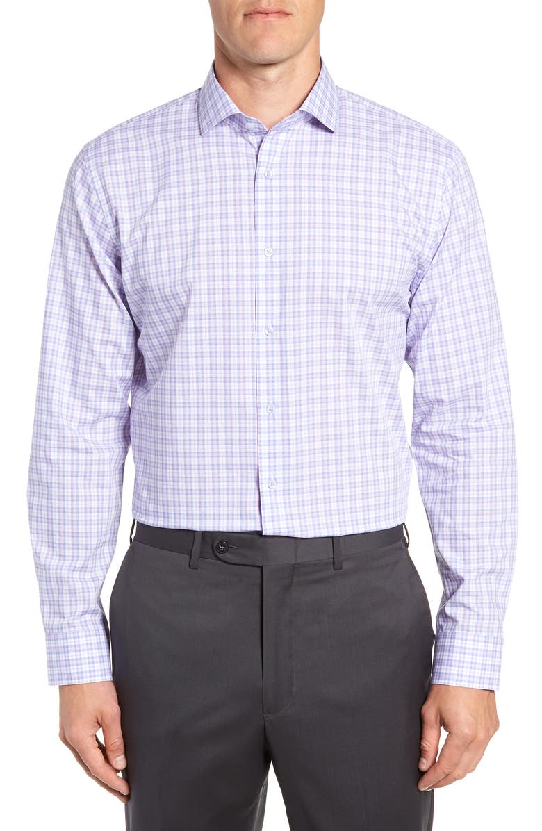 1901 Trim Fit Plaid Dress Shirt, Main, color, 