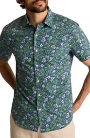 Bonobos Riviera Floral Short Sleeve Stretch Cotton Poplin Button-Up Shirt