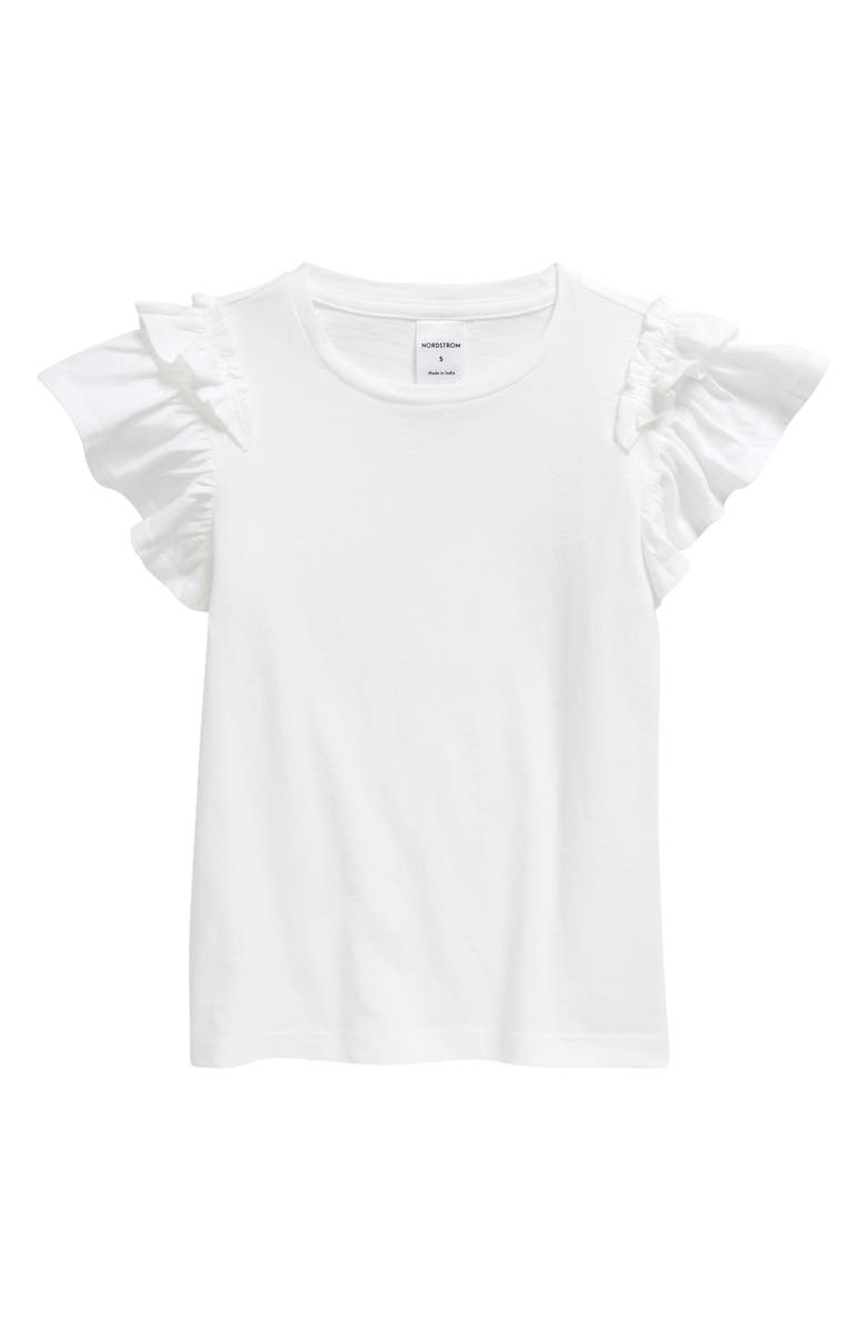Nordstrom Kids' Flutter Sleeve Cotton T-Shirt, Main, color, 