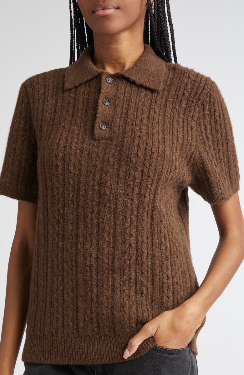 MM6 Maison Margiela Polo Sweater, Alternate, color, Brown