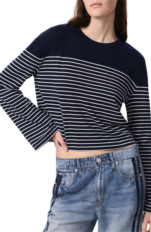 Rag & Bone The Knit Stripe Boxy Long-sleeve Tee In Navy Ivory