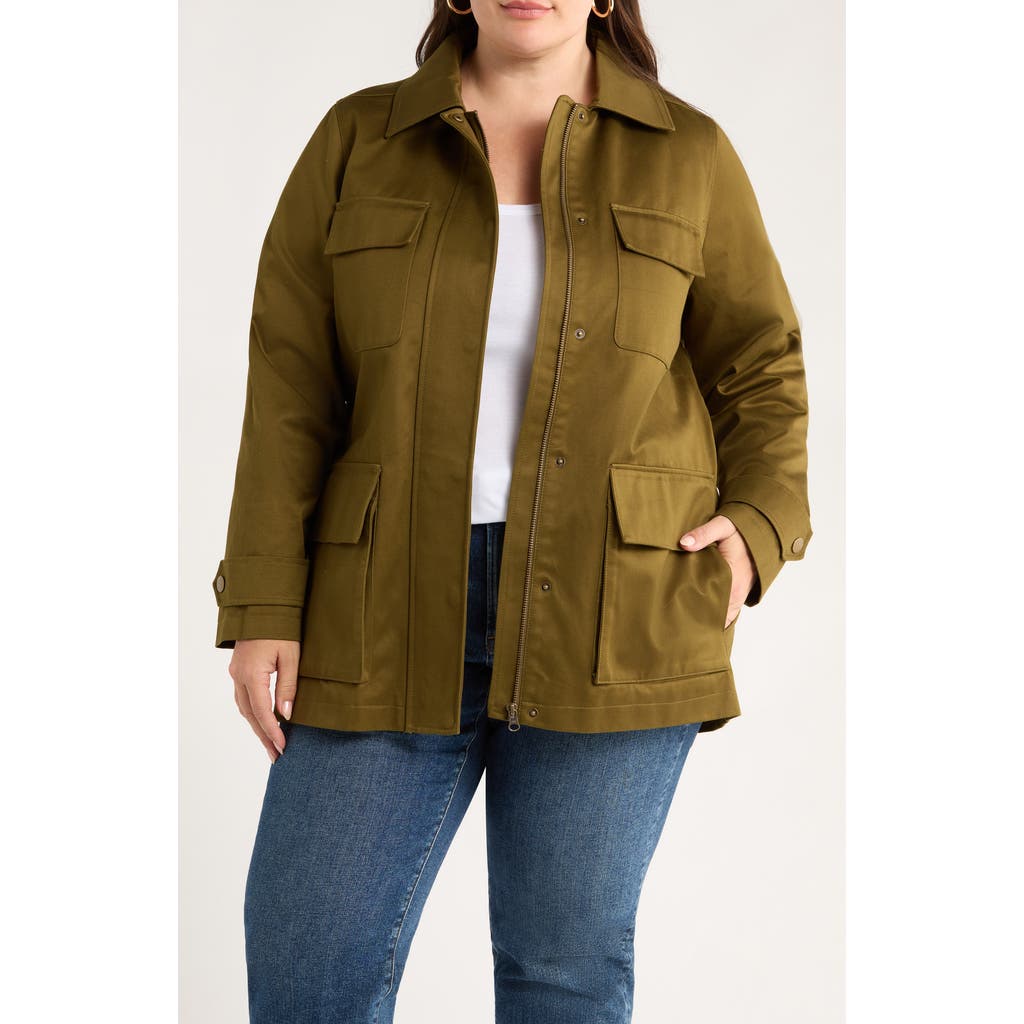 Caslonr Caslon(r) Utility Cotton Trench Coat In Green